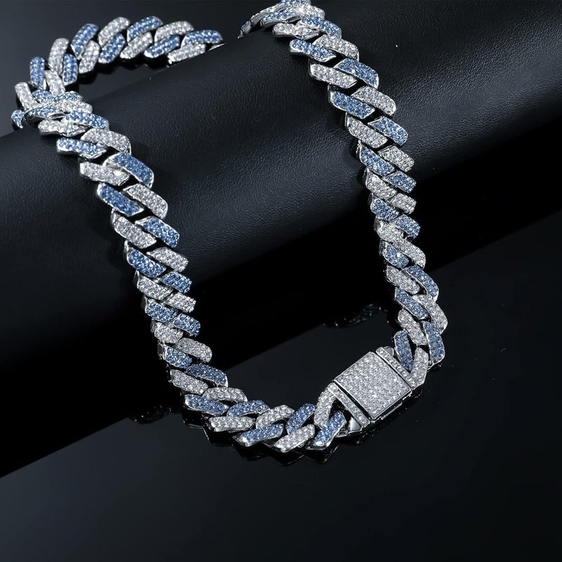 JUNVirtuous Cuban Link Chain Mens Iced Out Miami Cuban Necklace Silver/Gold Bling Diamond Hip Hop Jewelry for Women - Image 3